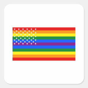 Gay Pride US-Flagge - US Flagge Quadratischer Aufkleber