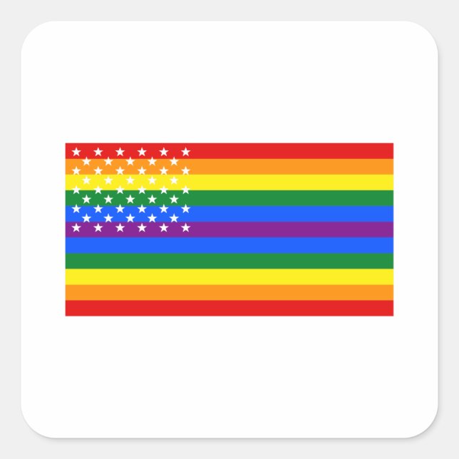 Gay Pride US-Flagge - US Flagge Quadratischer Aufkleber (Vorderseite)