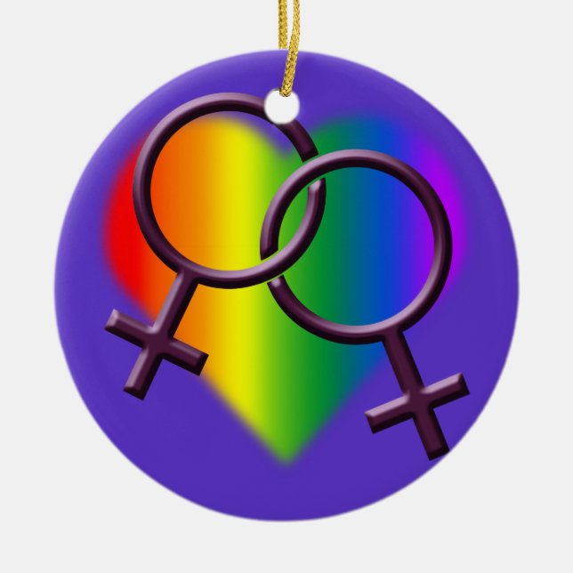 Gay Pride-Verzierungs-personalisierte lesbische Keramikornament (Vorne)