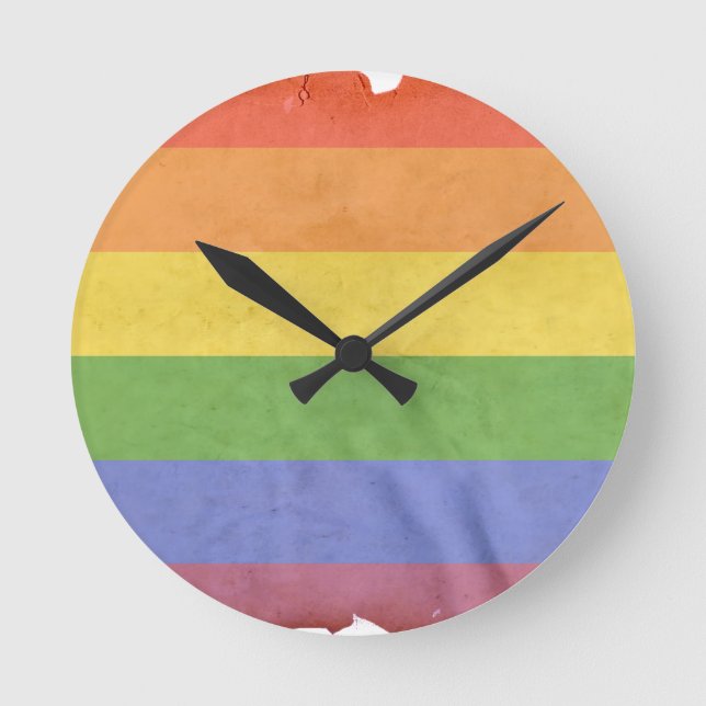 GAY PRIDE VINTAGE DESIGN RUNDE WANDUHR (Vorderseite)