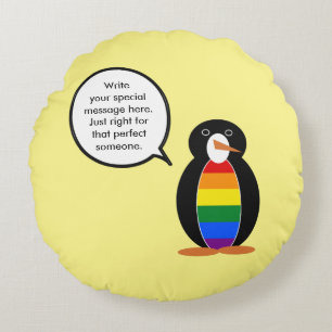 Gay Pride Vortrag von Penguin Personalisiert Rundes Kissen