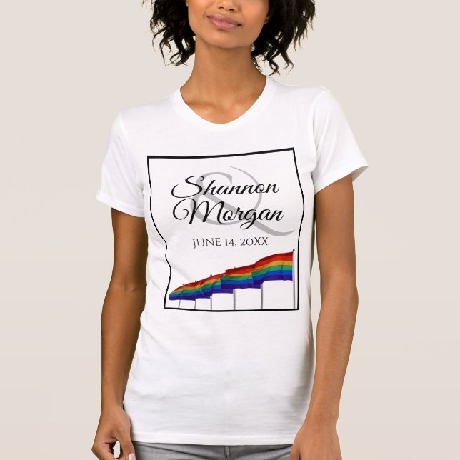 Gay Pride Wedding Rainbow Flags T - Shirt (Vorderseite)