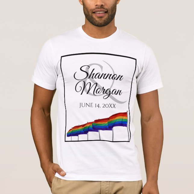 Gay Pride Wedding Rainbow Flags T - Shirt (Vorderseite)