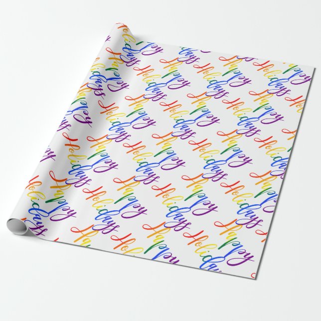 Gay Pride Weihnachten LGBT Rainbow Happy Holidays Geschenkpapier (Ungerollt)