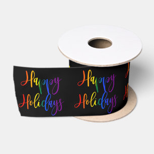 Gay Pride Weihnachten LGBT Rainbow Happy Holidays Satinband