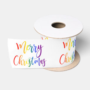 Gay Pride Weihnachten LGBT Regenbogen Textmuster Satinband