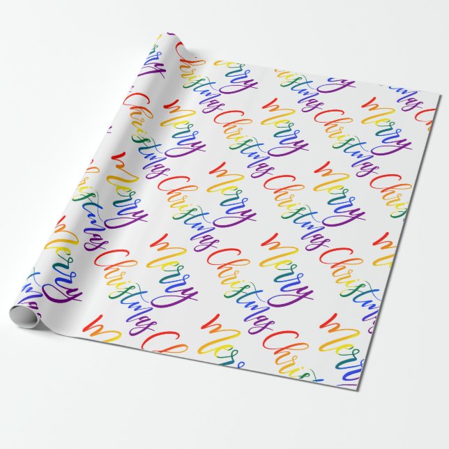 Gay Pride Weihnachten LGBT-Regenbogenfarben Text Geschenkpapier (Ungerollt)