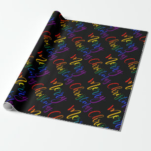 Gay Pride Weihnachten LGBT-Regenbogenfarben Text Geschenkpapier