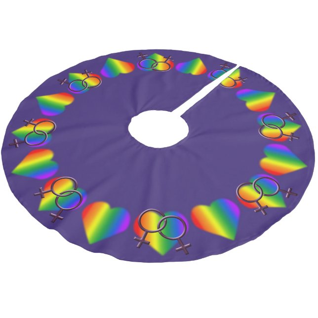 Gay Pride Weihnachtsbaum Rock Regenbogen Liebe Dec Polyester Weihnachtsbaumdecke (Schrägansicht)