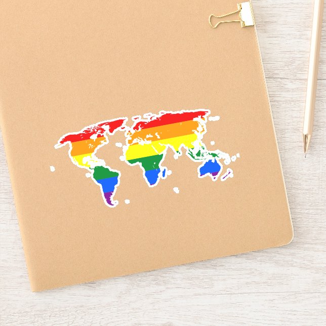 Gay Pride-Welt-Regenbogenflagge Aufkleber (Notizbuch)
