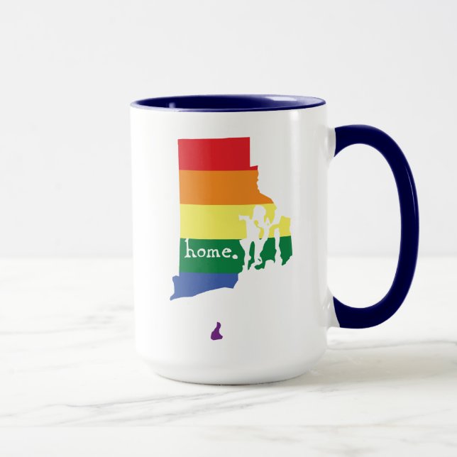 Gay Pride Zuhause| Rhode Island Tasse (Rechts)