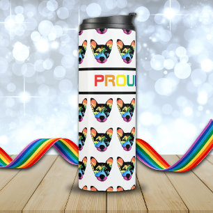 Gay Progressive Pride Rainbow Dog Lover Thermosbecher