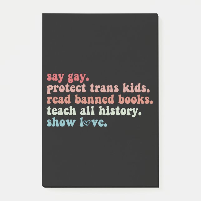 "Gay Protect Trans Kids Read Banned Books LGBTQ" Post-it Klebezettel (Vorderseite)