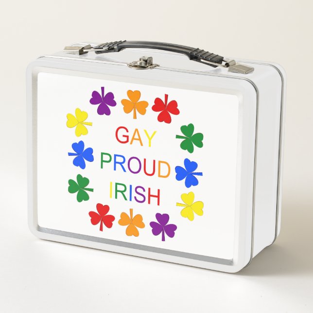 Gay Proud Irish LGBT Rainbow Kleeblatts Metall Brotdose (Vorderseite)