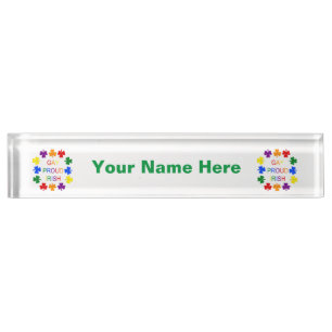 Gay Proud Irish LGBT Rainbow Kleeblatts Namensplakette