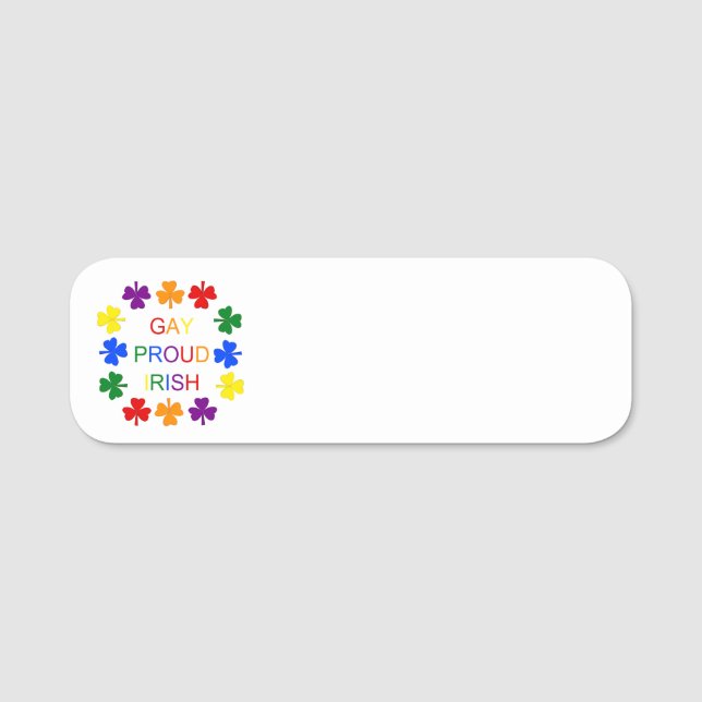 Gay Proud Irish LGBT Rainbow Kleeblatts Namensschild (Vorderseite)
