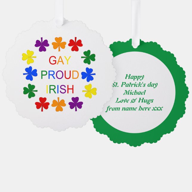 Gay Proud Irish LGBT Rainbow Kleeblatts Ornament Karte (Vorderseite/Rückseite)