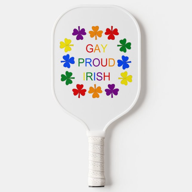 Gay Proud Irish LGBT Rainbow Kleeblatts Pickleball Schläger (Vorderseite)