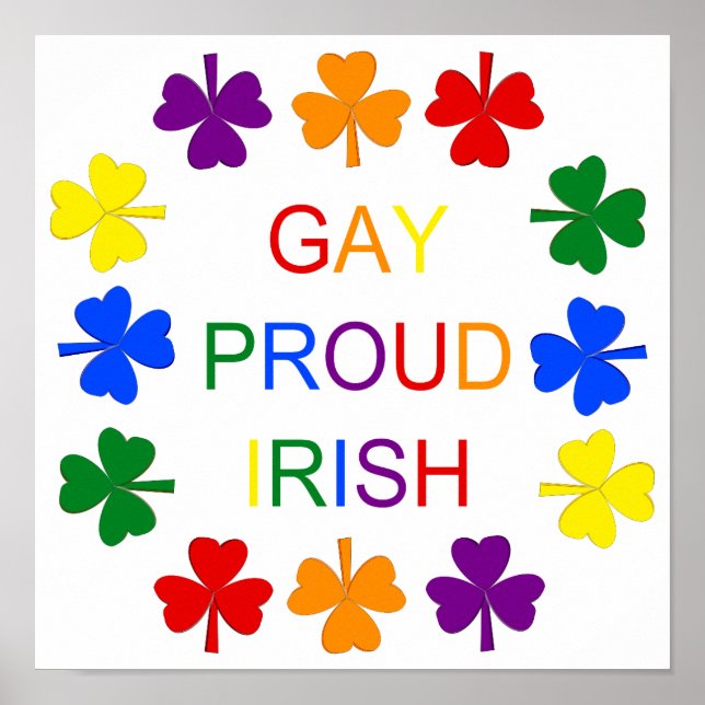 Gay Proud Irish LGBT Rainbow Kleeblatts Poster (Vorne)