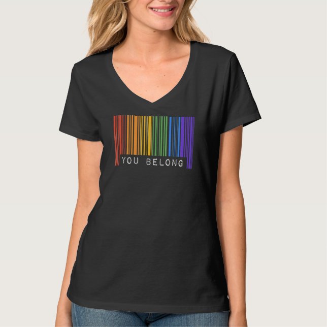 Gay Que Strichcode Pride Sie gehören zur ästhetisc T-Shirt (Vorderseite)