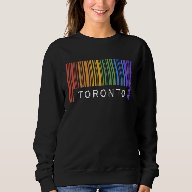 Gay Queer Barcode Pride Toronto Canada Aesthetic L Sweatshirt (Vorderseite)