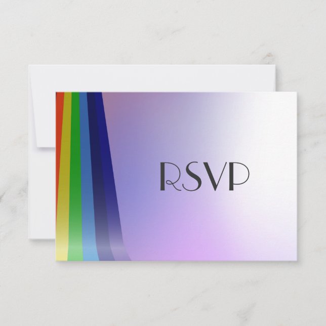 Gay Rainbow and Rings Wedding Einladung UAWG (Vorderseite)