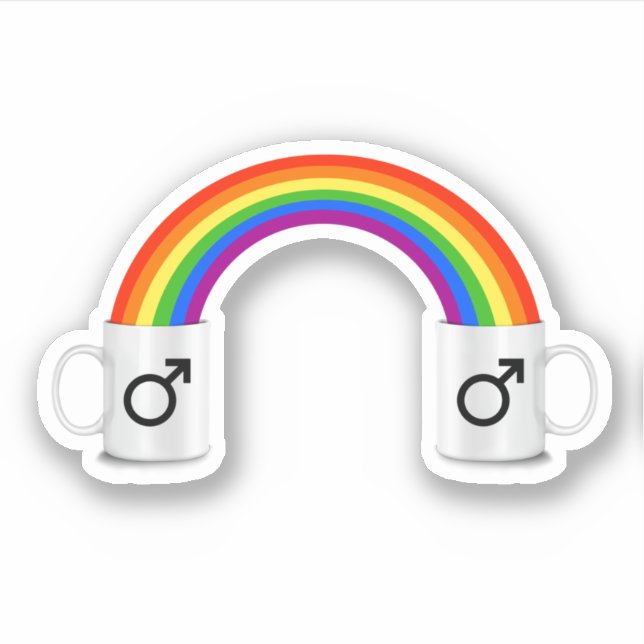 Gay Rainbow Coffee Date Aufkleber (Vorderseite)