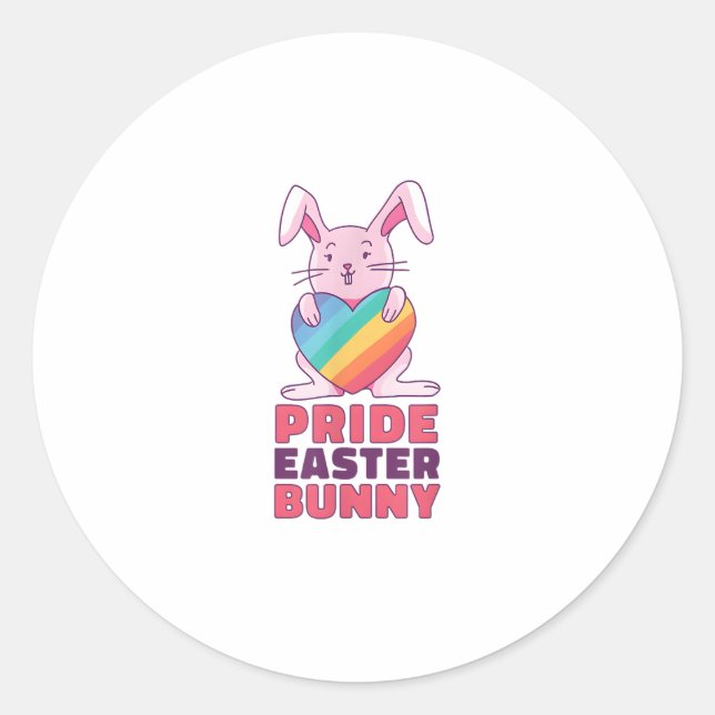Gay Rainbow Design Bunny für Prix Osterkaninchen c Runder Aufkleber (Vorderseite)
