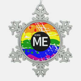 Gay Rainbow Flag Geboren Schneeflocken Zinn-Ornament