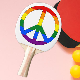 Gay Rainbow Flag Peace Sign Symbol Tischtennis Schläger