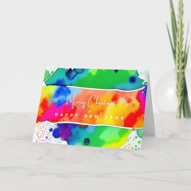 Gay Rainbow Weihnachtskarte Feiertagskarte (Vorderseite)