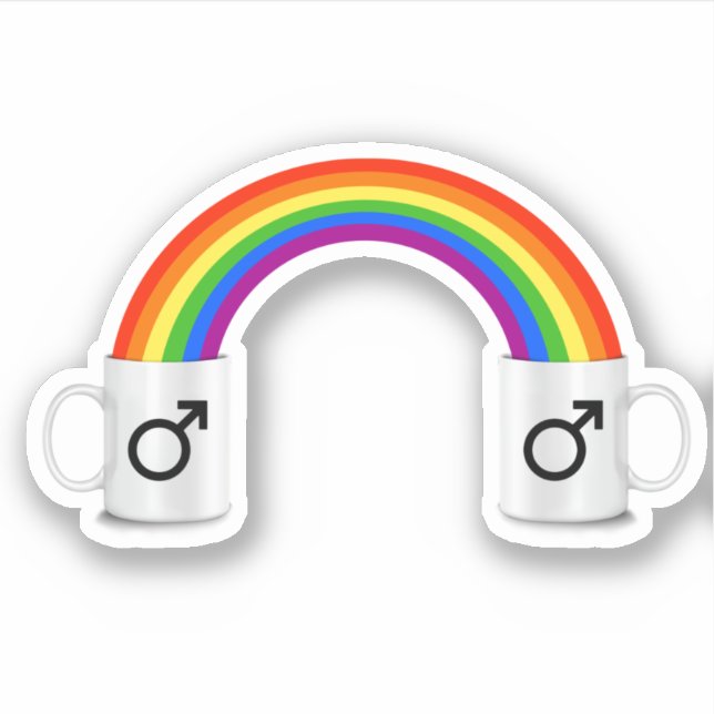 Gay-Regenbogen-Kaffeedatum Aufkleber (Vorderseite)
