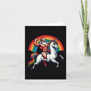Gay Santa Riding Unicorn Muscles Funny Lgbt C Karte