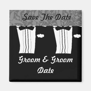 GAY Save the Date Schwarz-Weiß-Hochzeitsmagnete Magnet