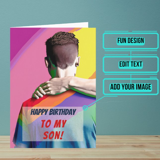Gay Son von Vater Birthday Karte (Wish a very Happy Birth - gay to your favorite human with this LGBTQ+ inspired birthday card. )