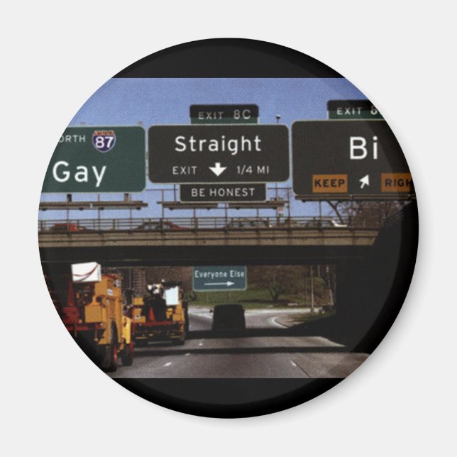 Gay/Straight/Bi Road Signs Magnet (Vorne)