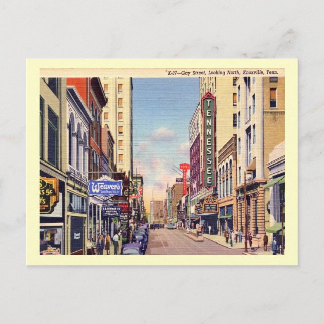 Gay Street, Knoxville, Tennessee Vintag Postkarte (Vorderseite)