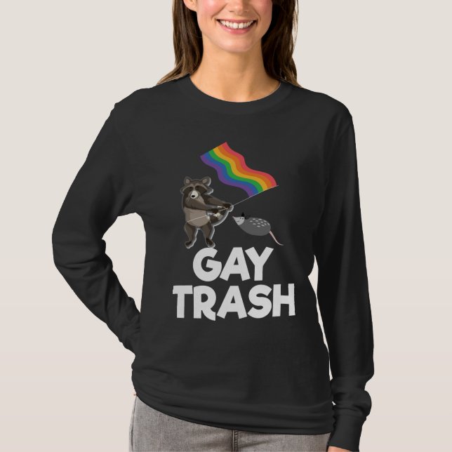 Gay Trash Funny Animal Lover Animal Raccoon Whisky T-Shirt (Vorderseite)