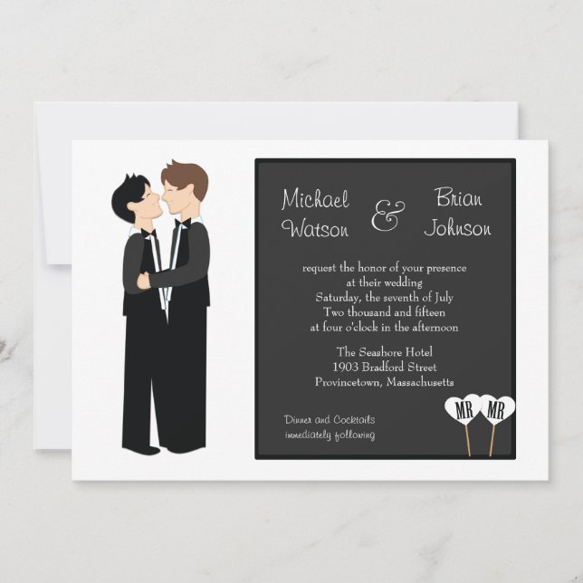 Gay Tuxedo Hochzeitseinladung Einladung (Vorderseite)