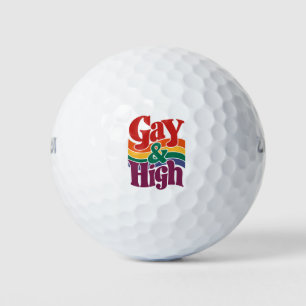 Gay und High Retro LGBTQ Stolzflagge Golfball
