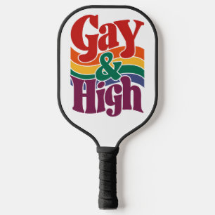 Gay und High Retro LGBTQ-Stolzflagge Pickleball Schläger