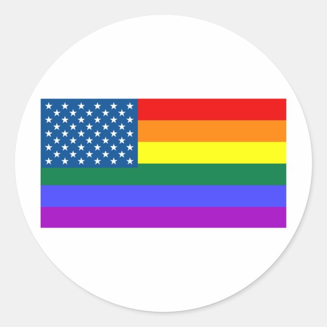 Gay USA Runder Aufkleber (Vorderseite)