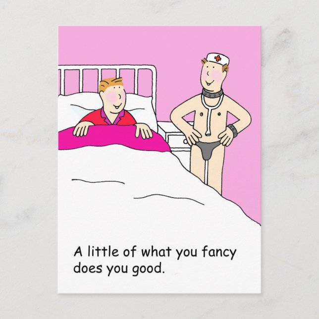Gay Valentine Cartoon Spaß für Ihm Postkarte (Vorderseite)