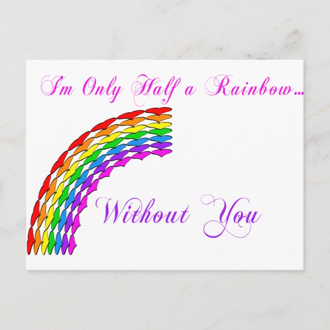 Gay Valentine Half Rainbow rechts Feiertagspostkarte (Vorderseite)
