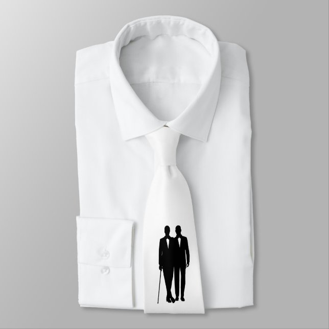 Gay Wedding Black and White Grooms Krawatte (Gebunden)