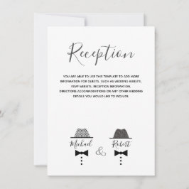 Gay Wedding Black and White Information Card