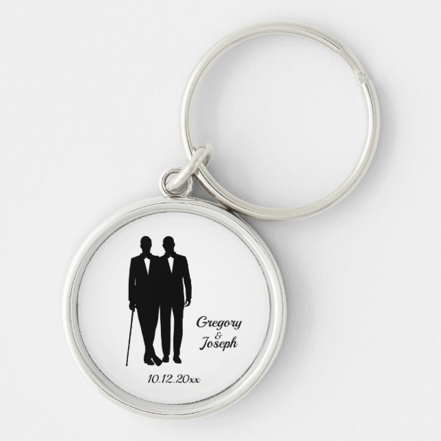 Gay Wedding Black and White Schlüsselanhänger (Vorne)