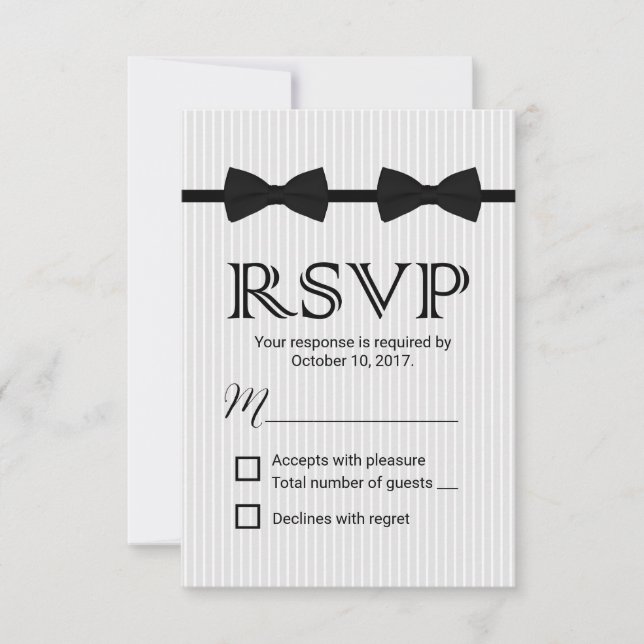 Gay Wedding Double Bow Krawatte Classic UAWG RSVP Karte (Vorderseite)