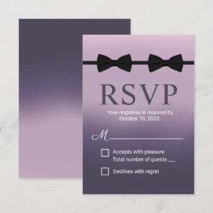 Gay Wedding Double Bow Krawatte Lila UAWG RSVP Karte
