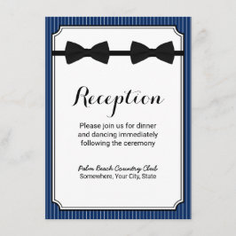 Gay Wedding Double Bow Krawatte Navy Blue Empfang Begleitkarte